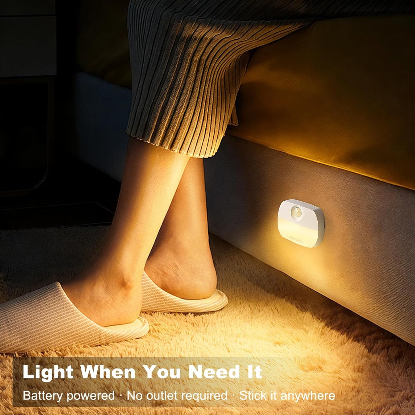 DiCUNO Motion Sensor Night Light Stick-On Dusk to Dawn Warm White LED DEMO