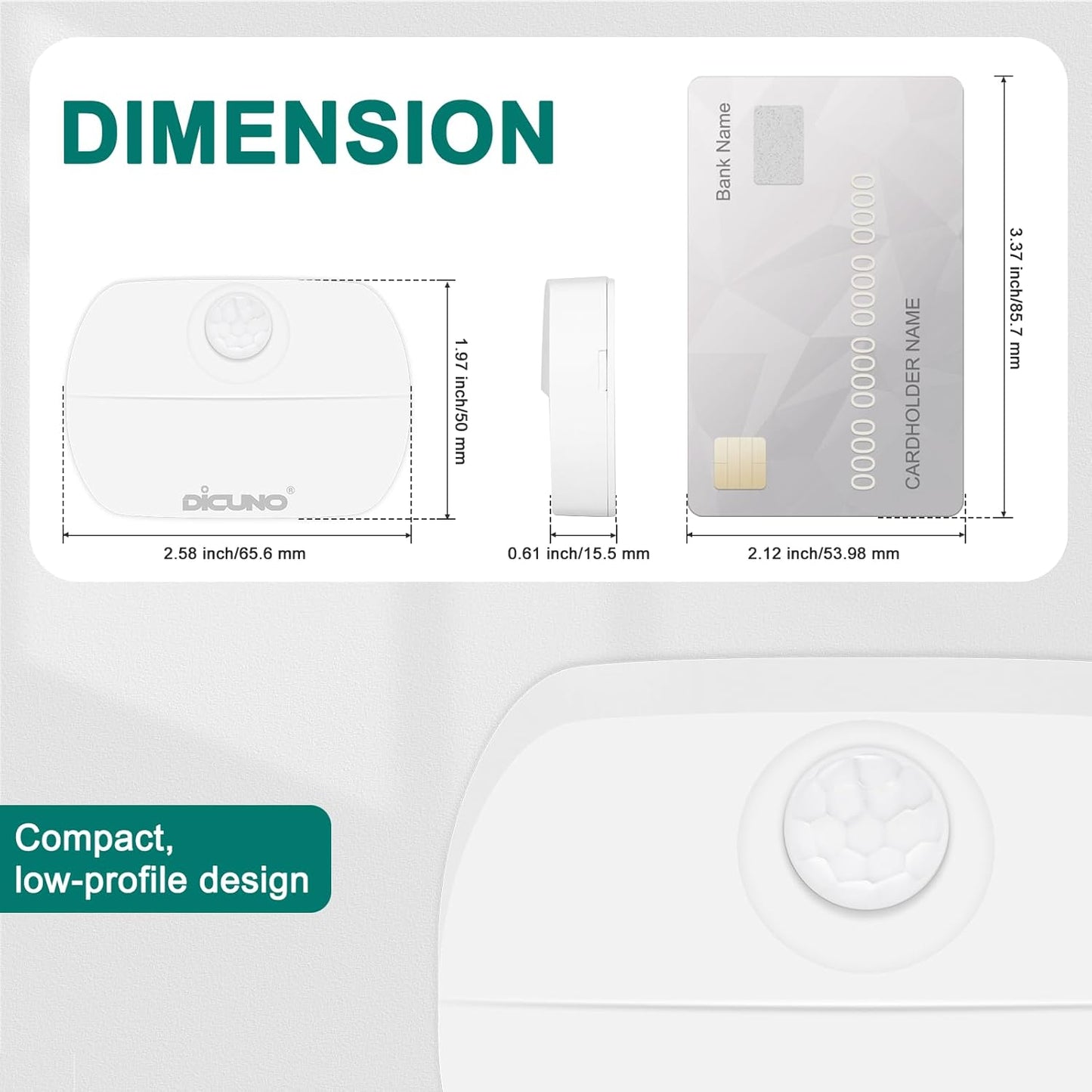DiCUNO Motion Sensor Night Light Stick-On Dusk to Dawn Warm White LED DEMO