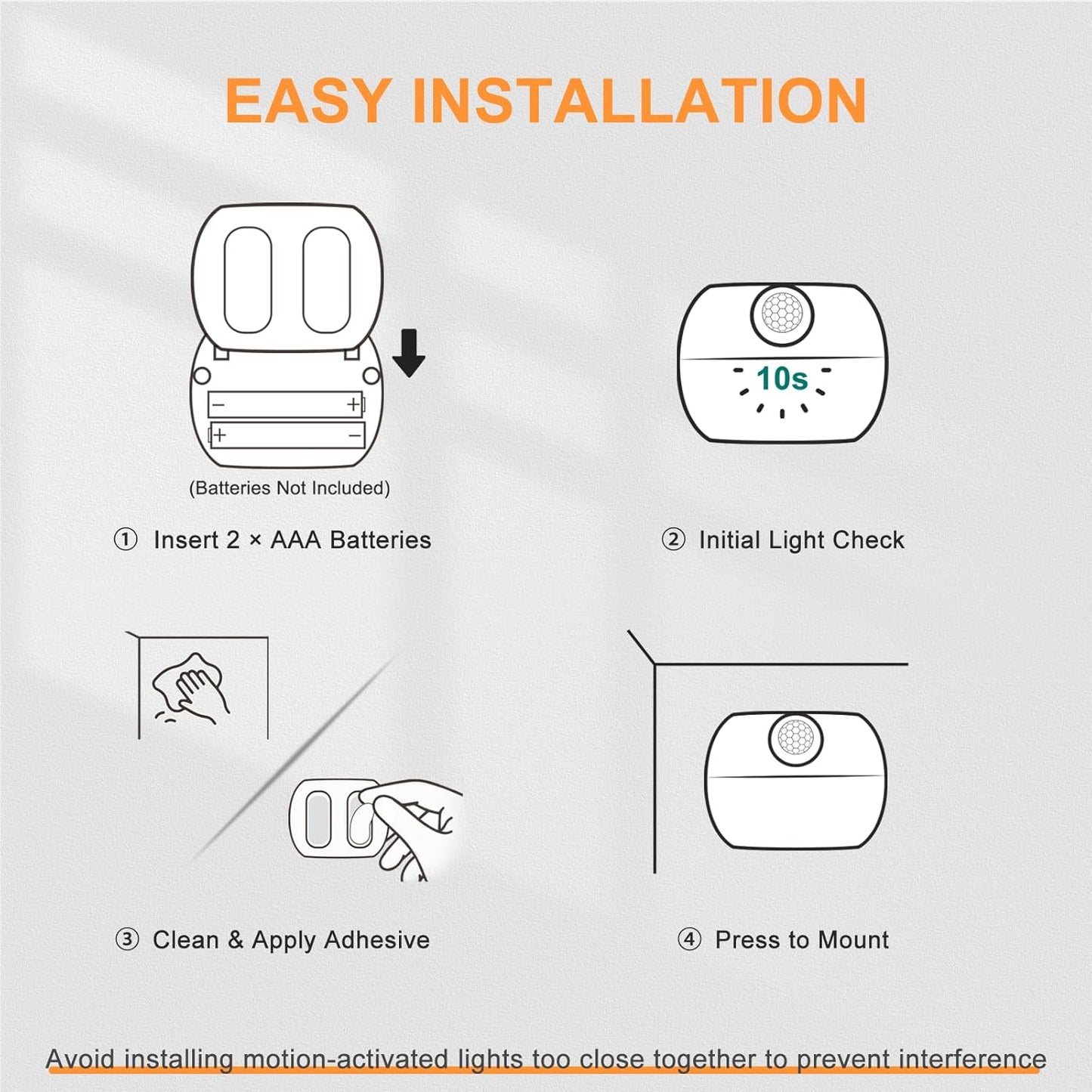 DiCUNO Motion Sensor Night Light Stick-On Dusk to Dawn Warm White LED DEMO