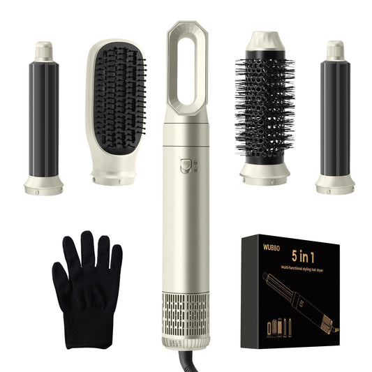 WUBBO 5-in-1 Hair Dryer Brush High-Speed Airflow 3 Heat Settings Light DEMO