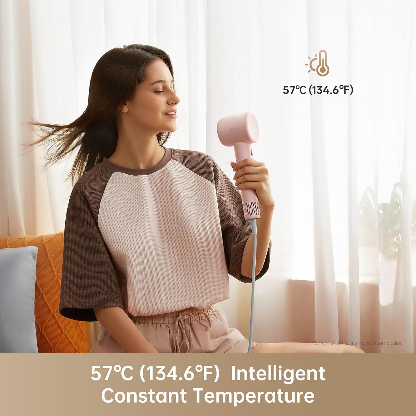 DREAME Hair Gleam Dryer in Pink with High-Speed Brushless Motor for DEMO