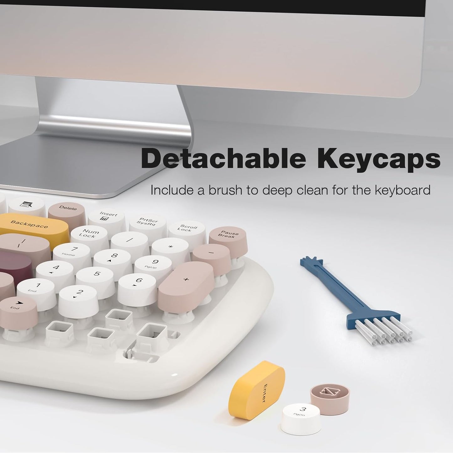 MOFII Wireless Keyboard and Mouse Combo Retro Typewriter-Style Off White DEMO