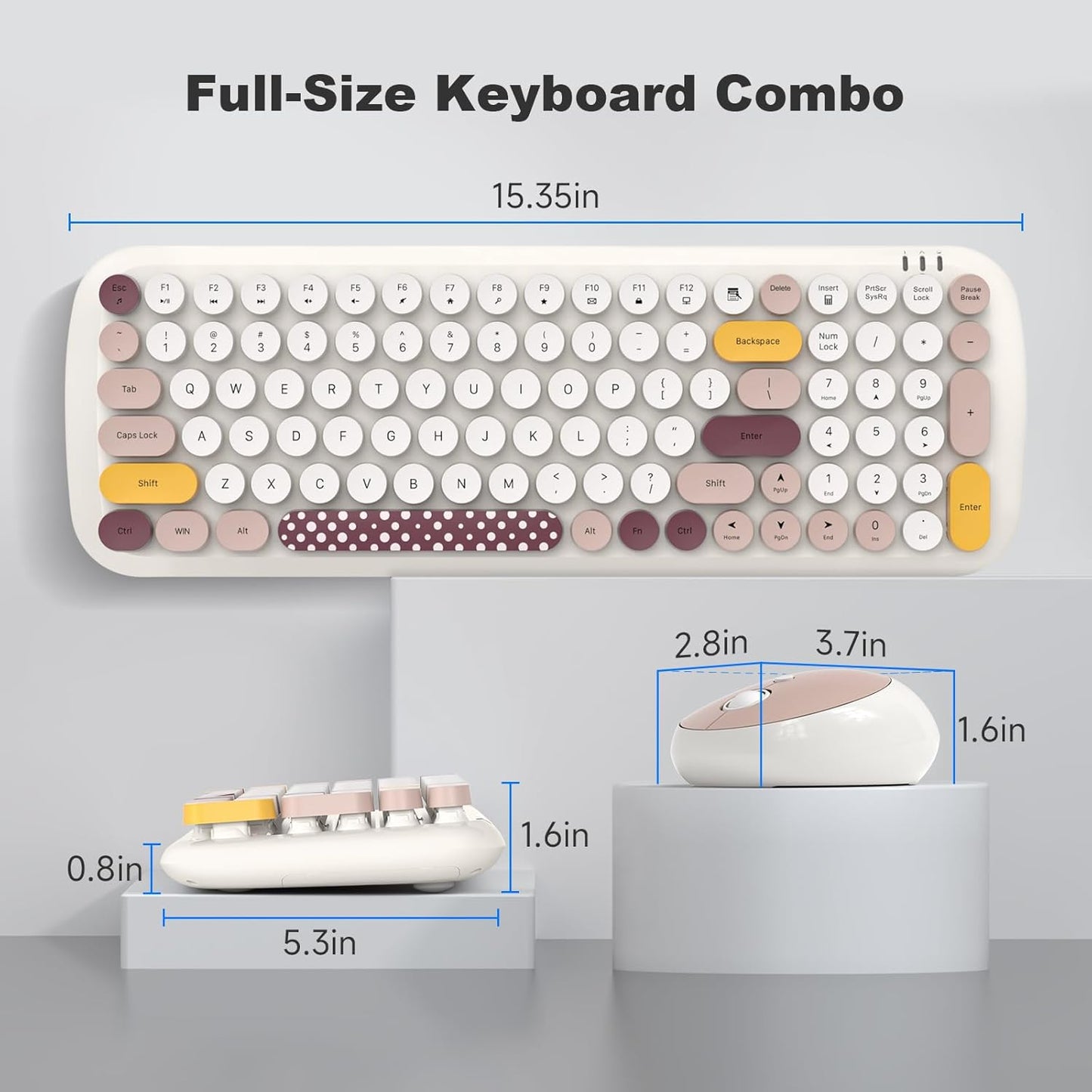MOFII Wireless Keyboard and Mouse Combo Retro Typewriter-Style Off White DEMO