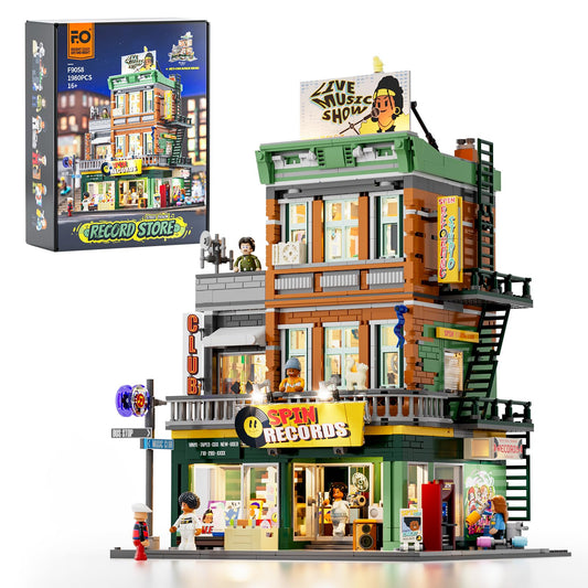 FUNWHOLE Building Bricks Set Street Fusion City Town Lighting Decor Green DEMO