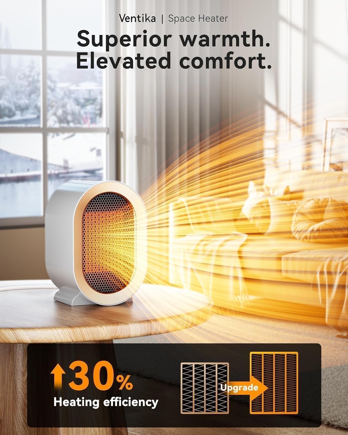 Ventika Portable Energy Efficient Electric Ceramic Space Heater Desk White DEMO