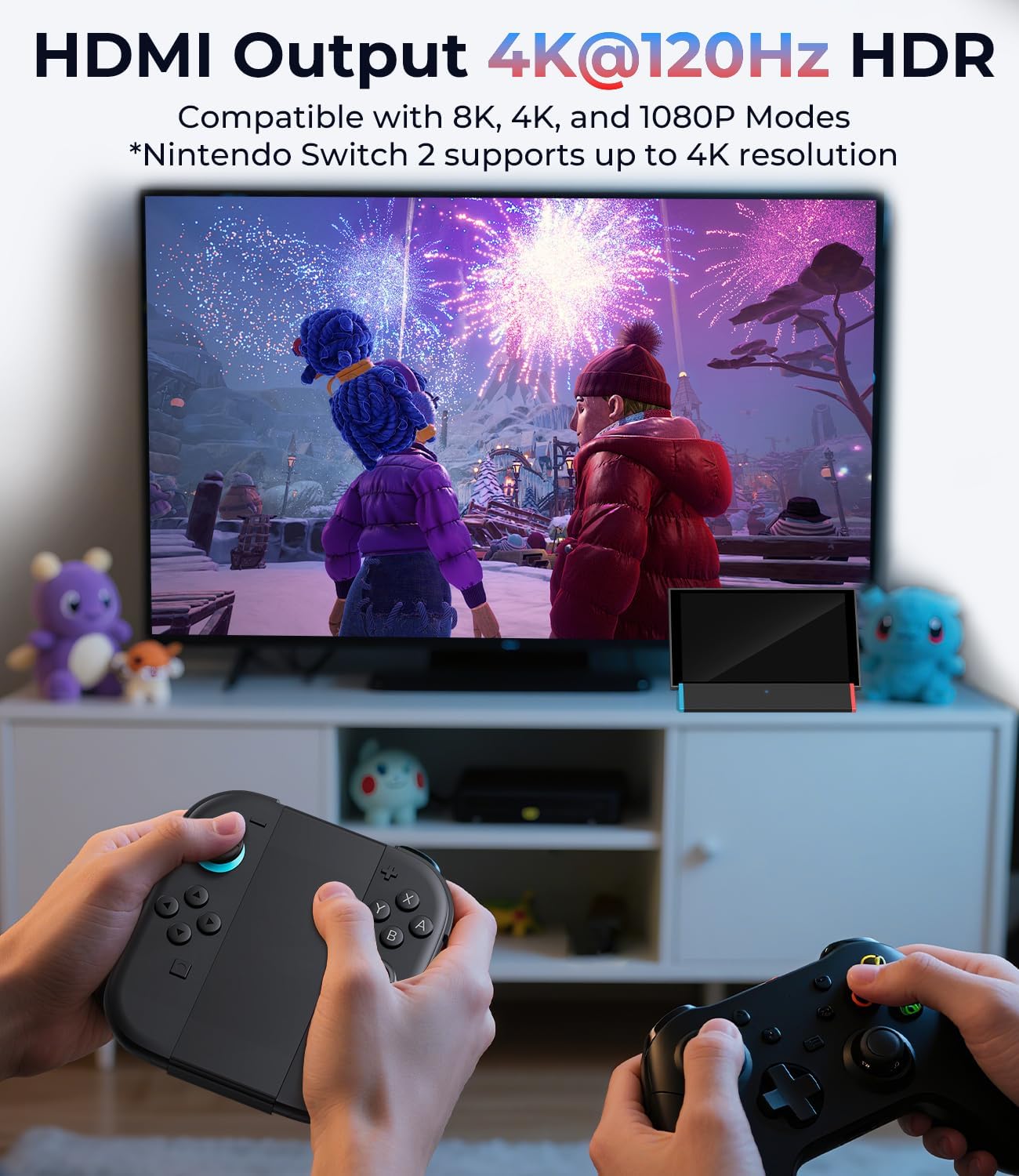 Antank S3 MAX Portable TV Dock for Nintendo Switch 2 with 4K@12 Red Blue DEMO