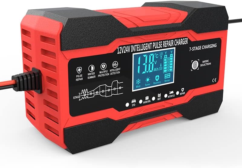 AILRINNI 10-Amp Smart Car Battery Charger Trickle Maintainer with DEMO