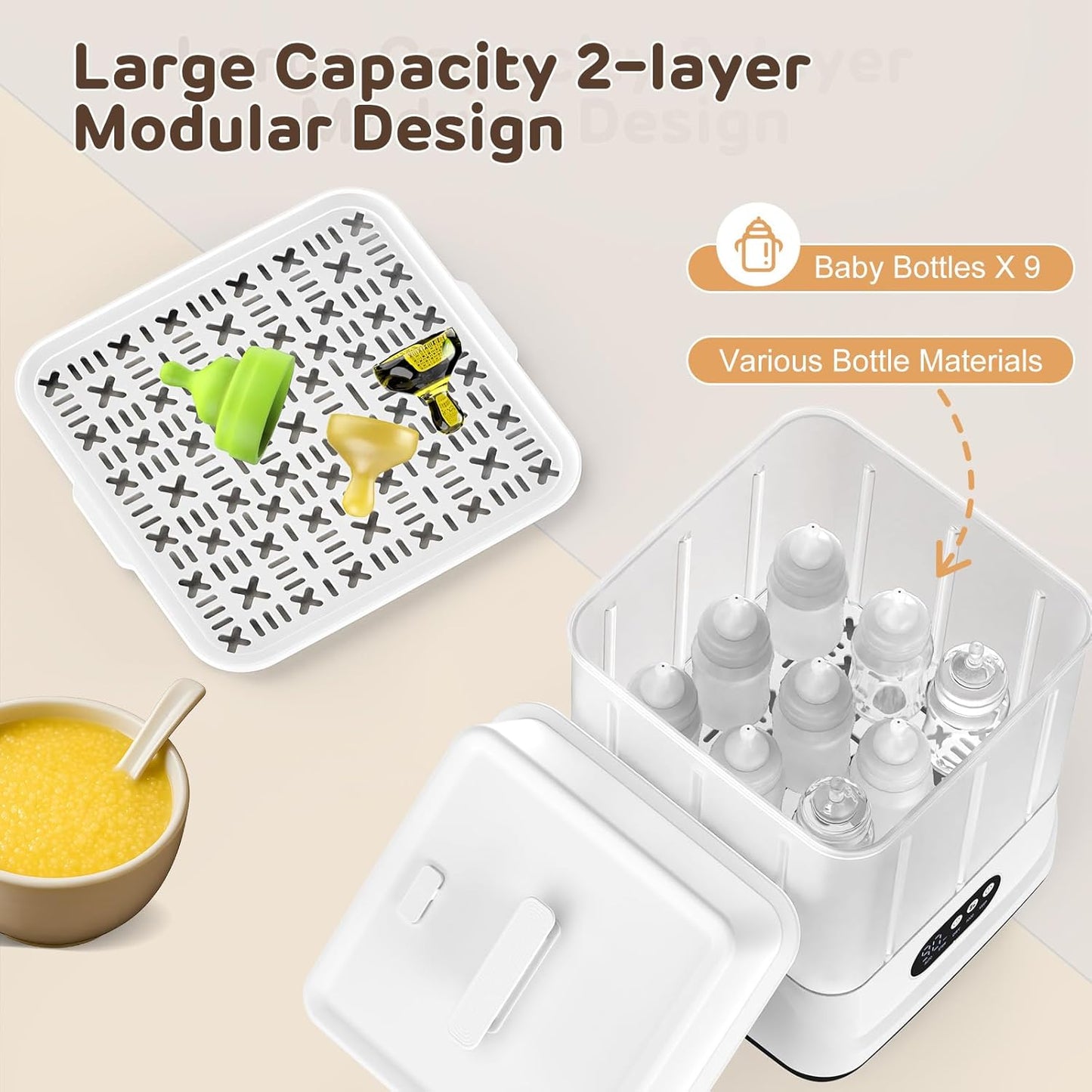 ADVWIN Large Capacity Electric Baby Bottle Sterilizer & Steamer Bot DEMO