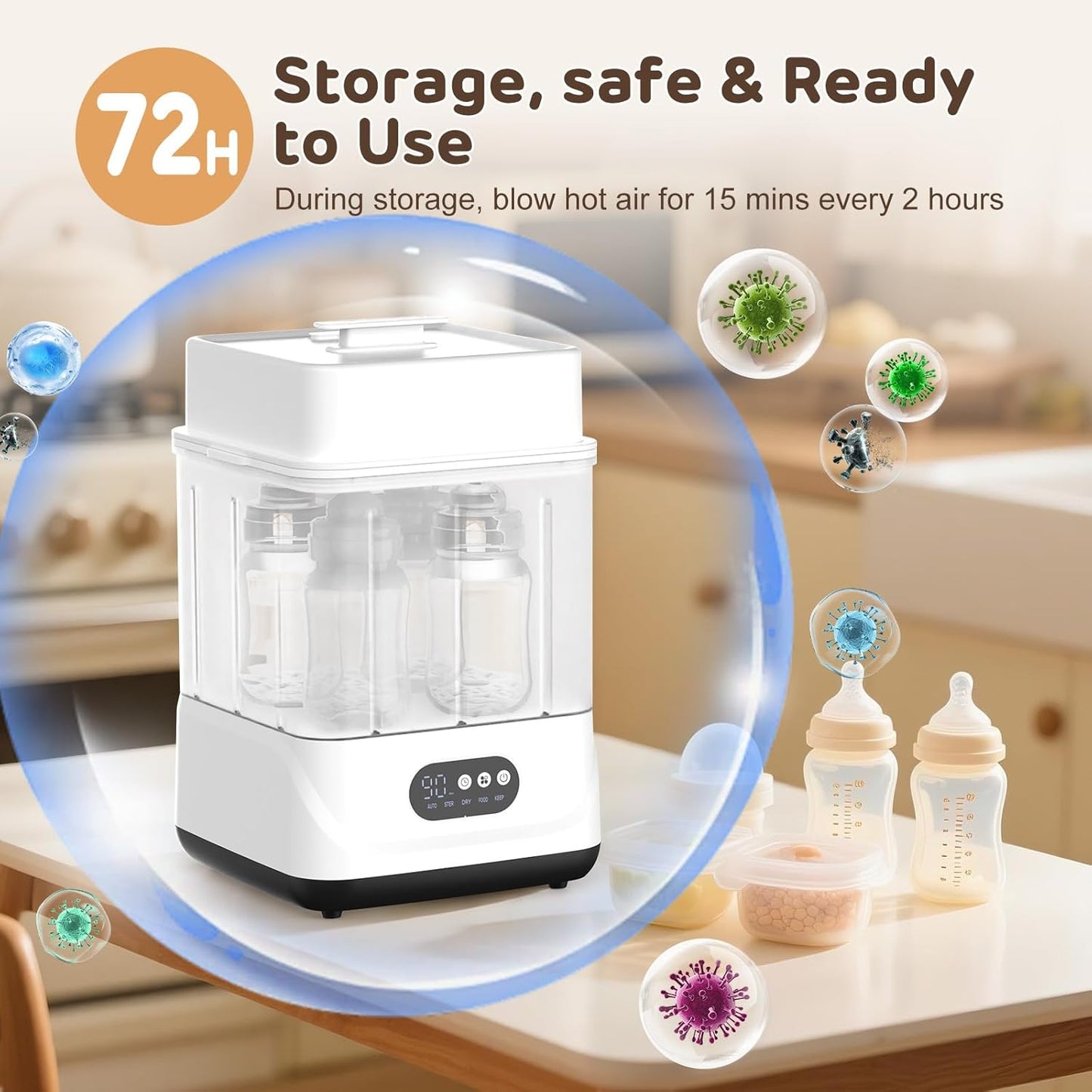 ADVWIN Large Capacity Electric Baby Bottle Sterilizer & Steamer Bot DEMO