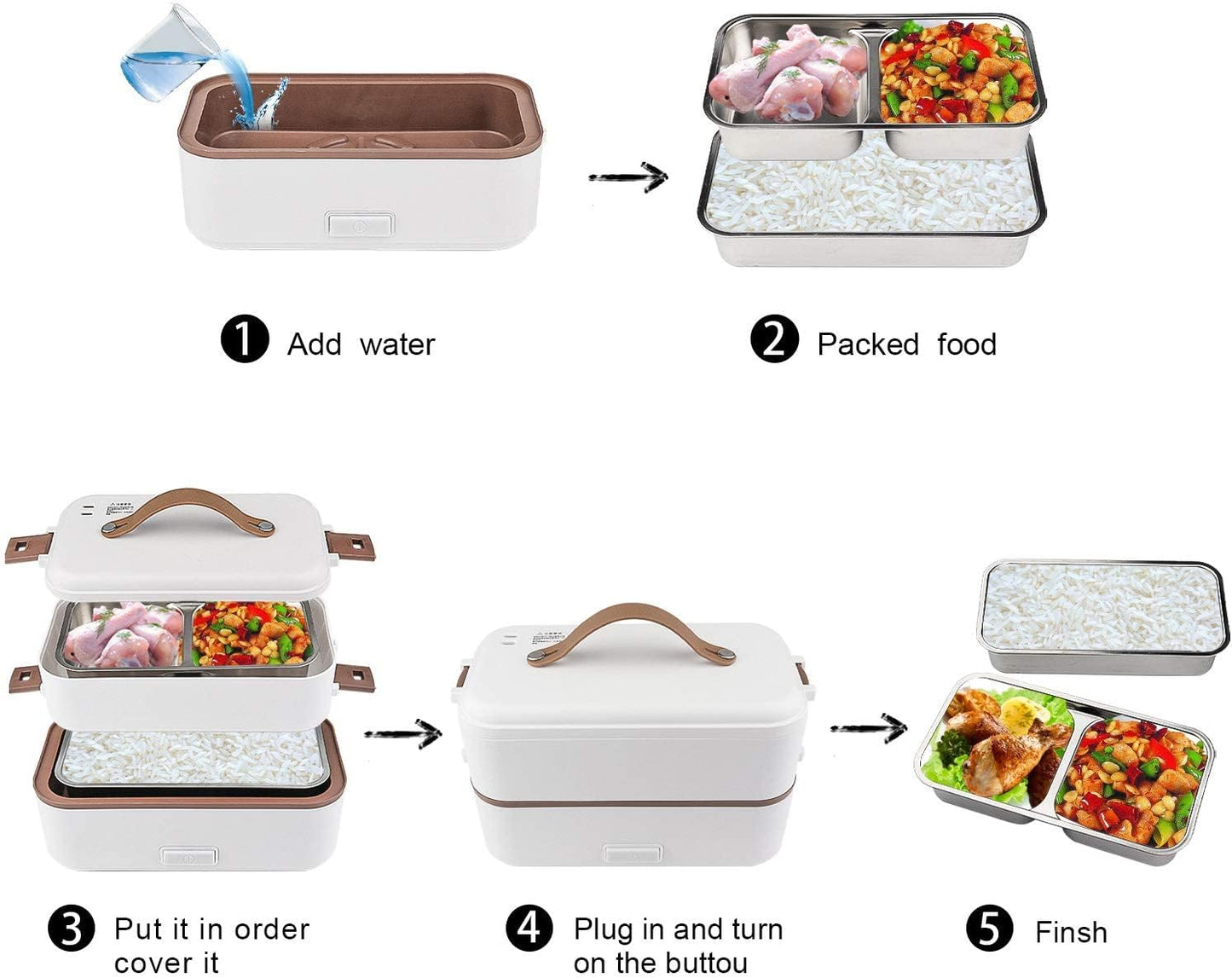 iodoo Portable Electric Lunch Box Food Warmer for Home, Office, School - DEMO