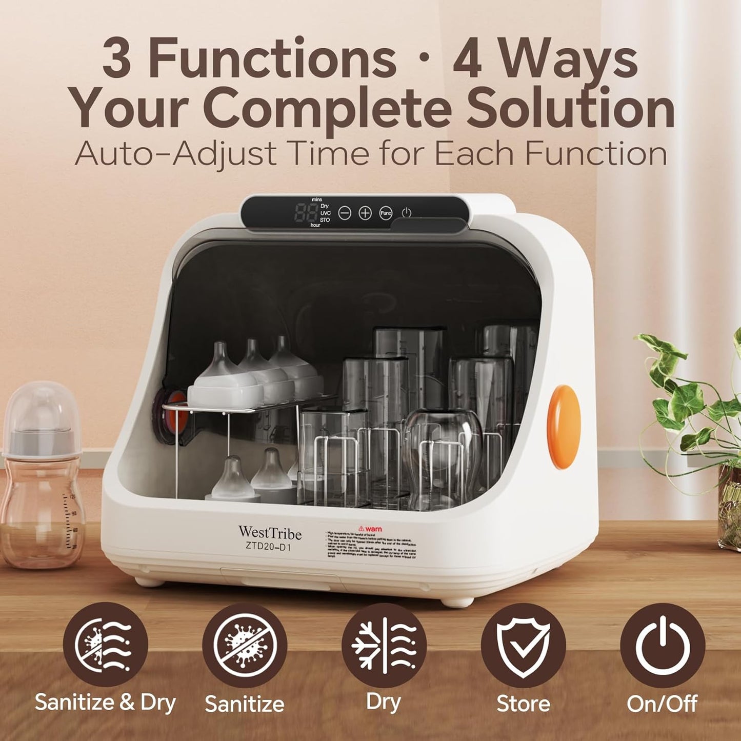 WestTribe 20L Baby Bottle Steriliser UV Sterilization 3-in-1 Function Large DEMO
