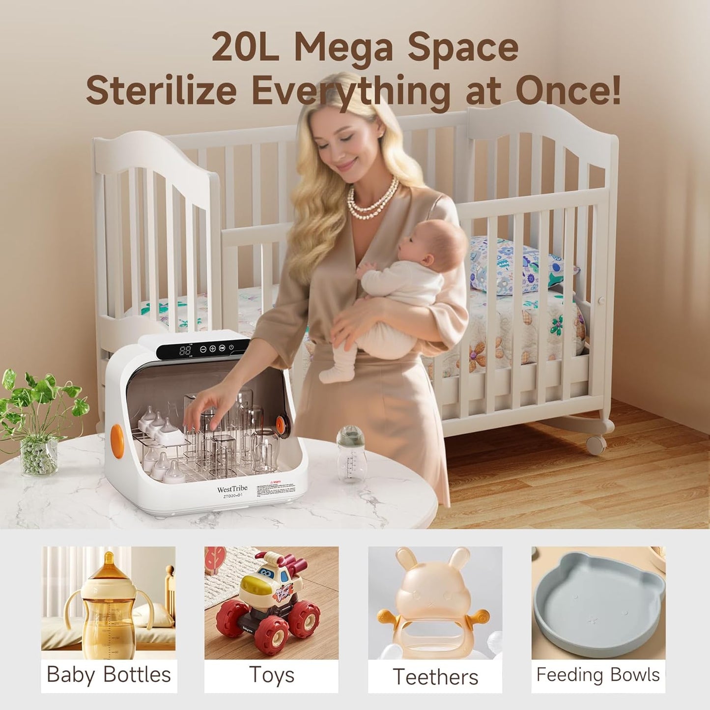WestTribe 20L Baby Bottle Steriliser UV Sterilization 3-in-1 Function Large DEMO