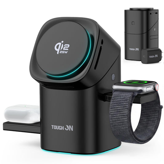 TOUGH ON Qi2.2 3-in-1 Wireless Fast Charging Station for iPhone, Android, DEMO