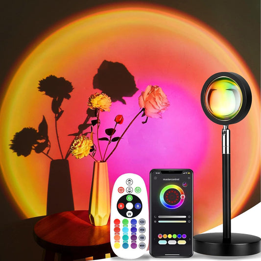 LEKEONE 16 Colors Changing Sunset Lamp Projector APP Control Night Light DEMO