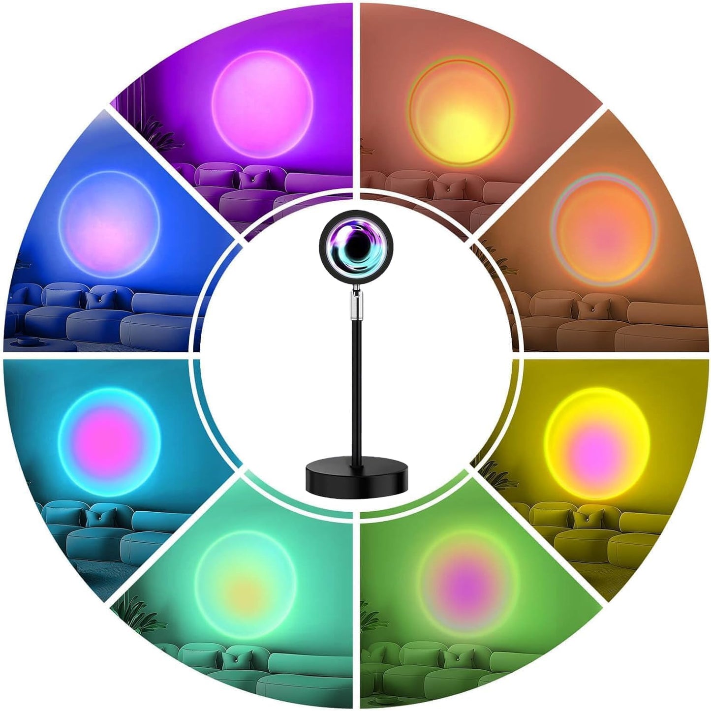 LEKEONE 16 Colors Changing Sunset Lamp Projector APP Control Night Light DEMO