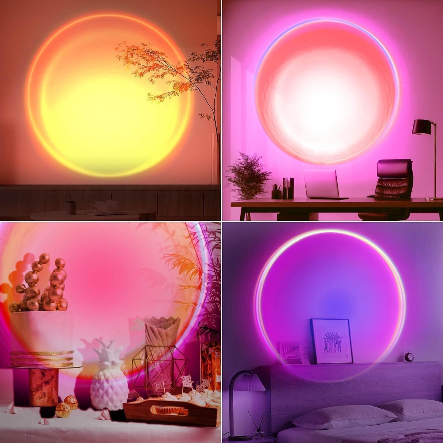 LEKEONE 16 Colors Changing Sunset Lamp Projector APP Control Night Light DEMO