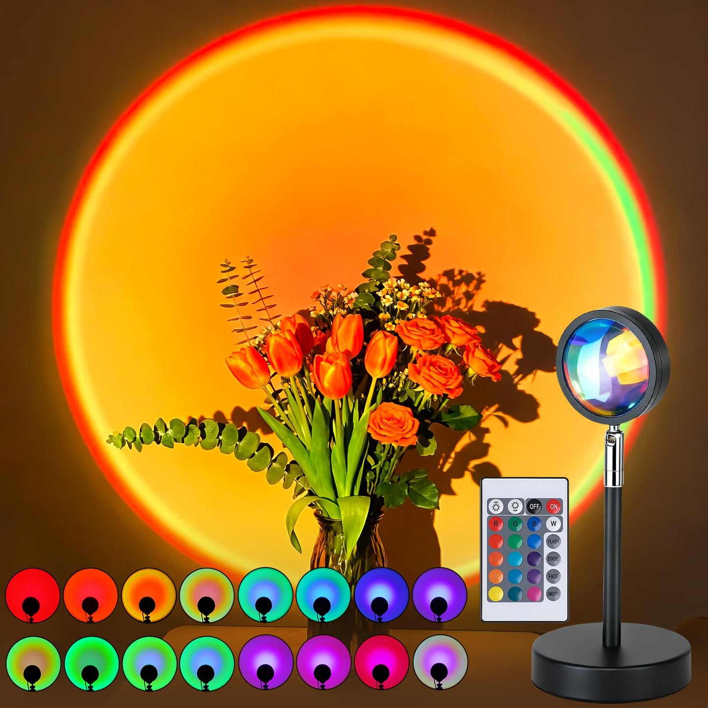 Balkwan 16 Color Projection Lamp Romantic Sunset Rainbow Night Lights for DEMO