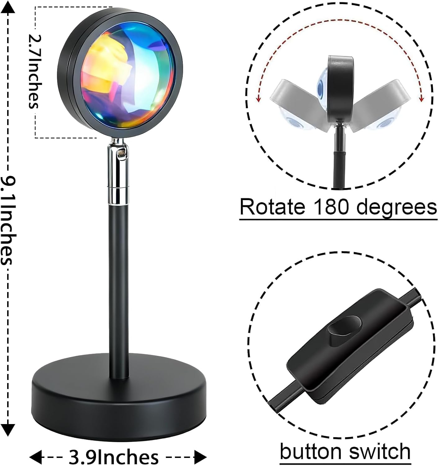Balkwan 16 Color Projection Lamp Romantic Sunset Rainbow Night Lights for DEMO
