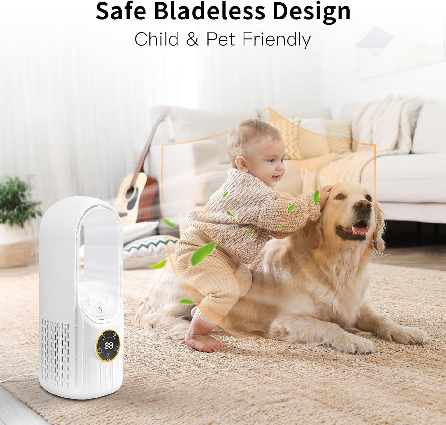oolong Bladeless Desk Fan USB Rechargeable 6-Speed Quiet Personal Size 30 DEMO