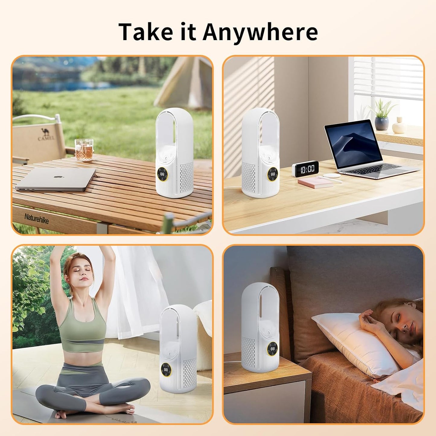 oolong Bladeless Desk Fan USB Rechargeable 6-Speed Quiet Personal Size 30 DEMO