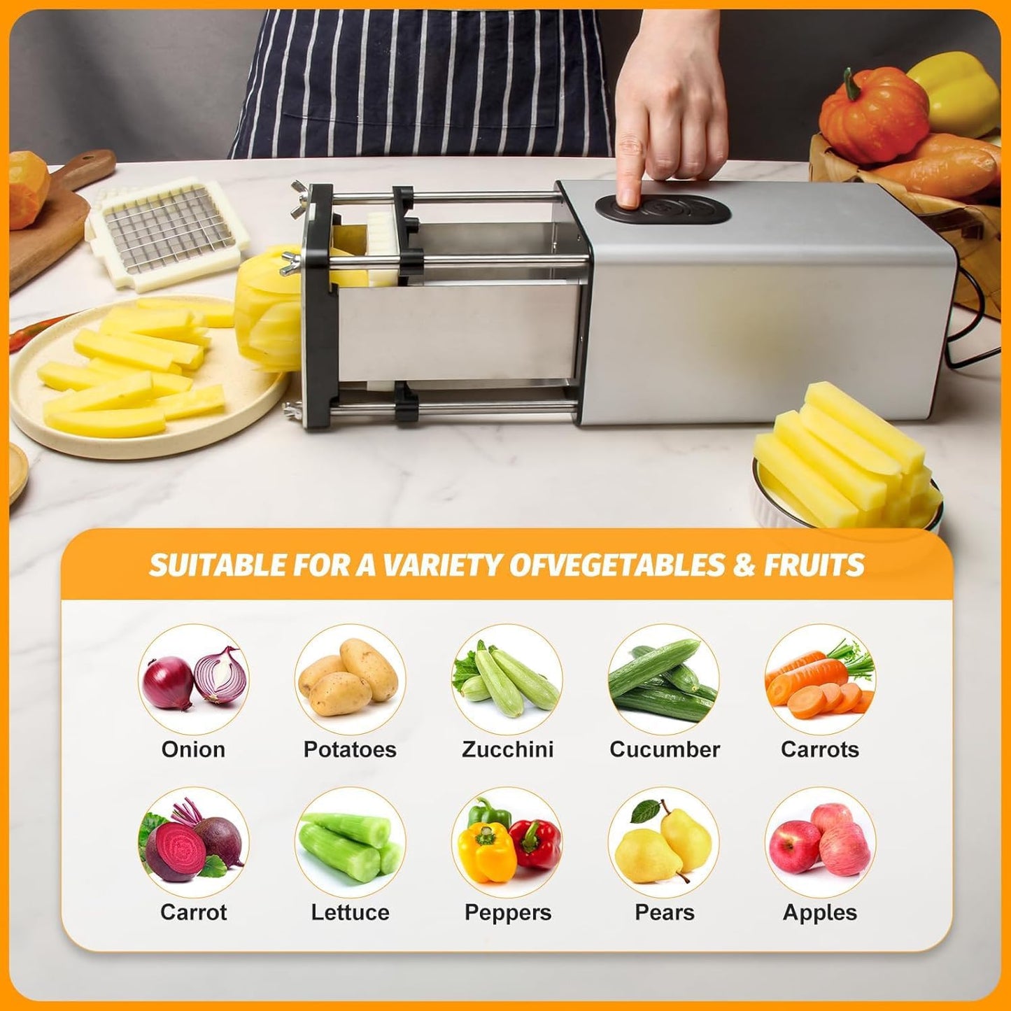 Quintin Horizontal Vegetable Cutter Potato Chips Mandoline Slicer Machine DEMO