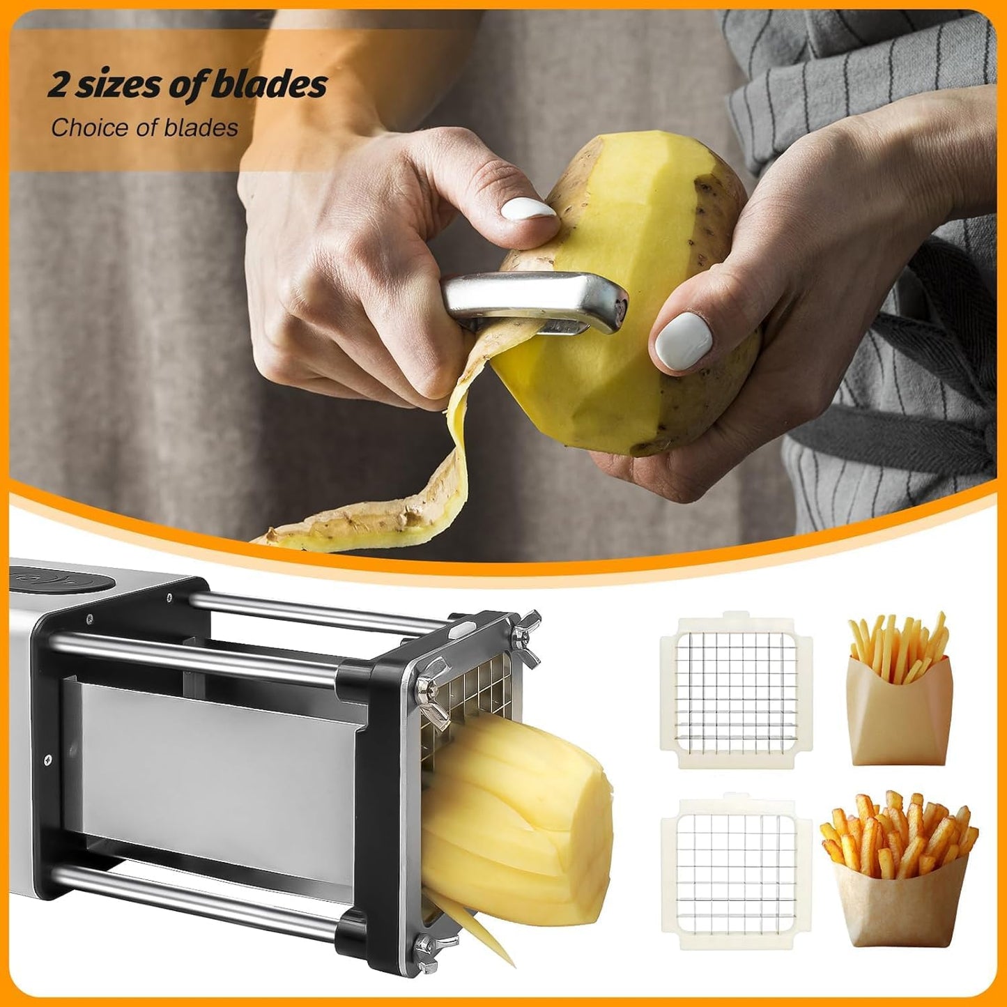 Quintin Horizontal Vegetable Cutter Potato Chips Mandoline Slicer Machine DEMO