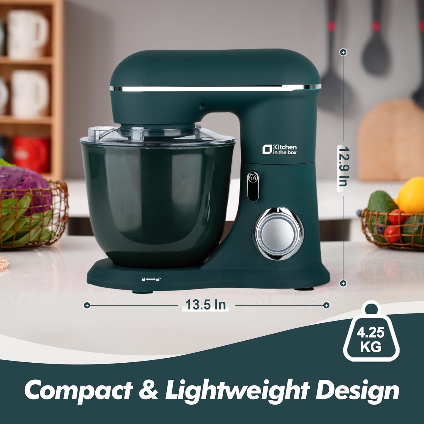 Kitchen in the box 4.5L 5-10+ Speed Stand Mixer Turquoise Green DEMO