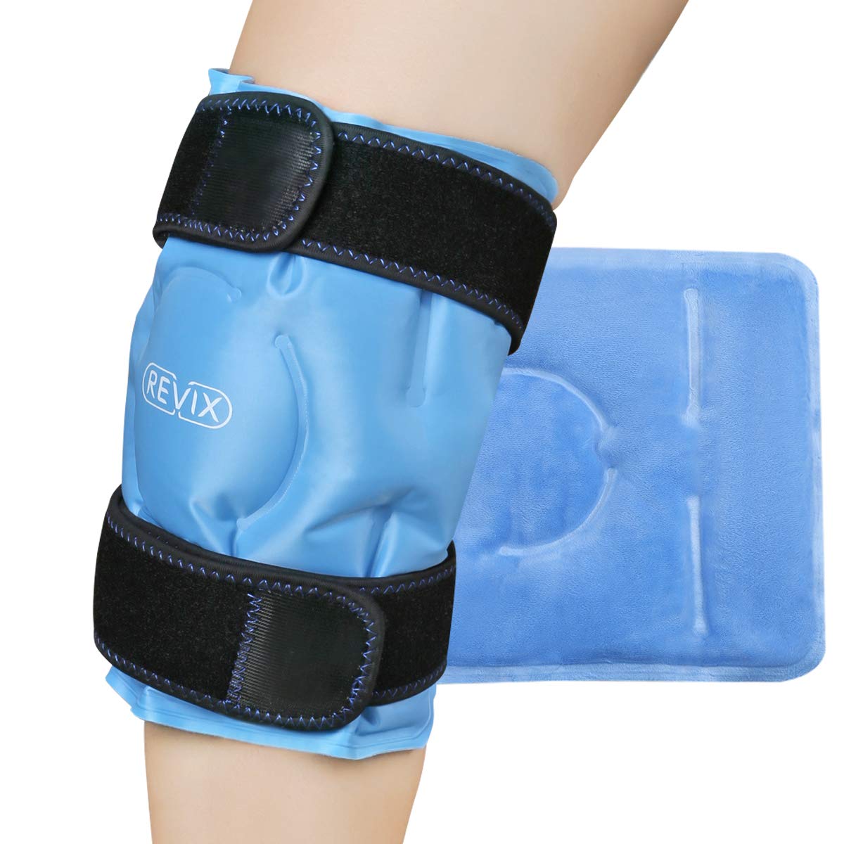 REVIX Knee Ice Pack Reusable Gel Wrap Cold Compression Therapy Blue Size DEMO