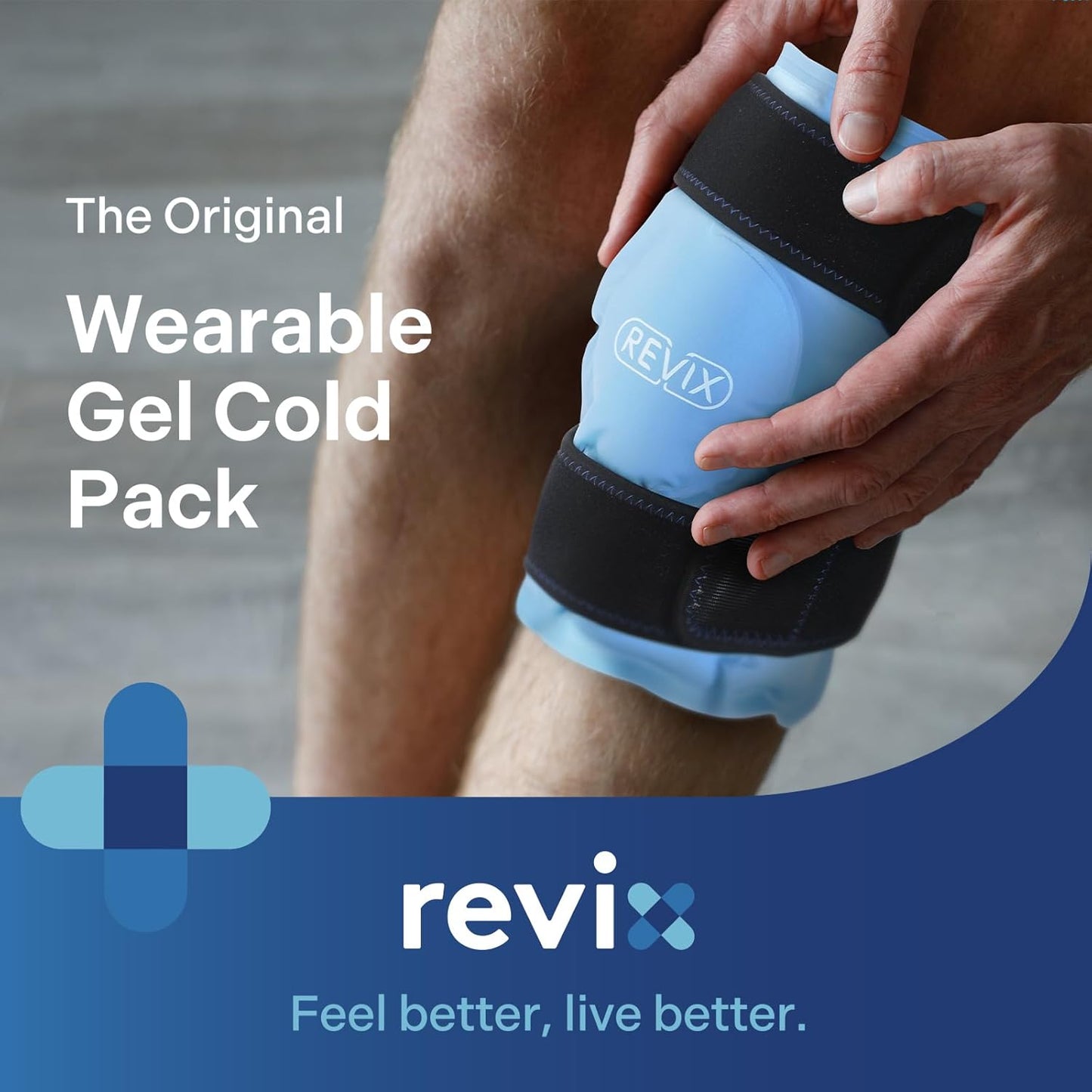 REVIX Knee Ice Pack Reusable Gel Wrap Cold Compression Therapy Blue Size DEMO