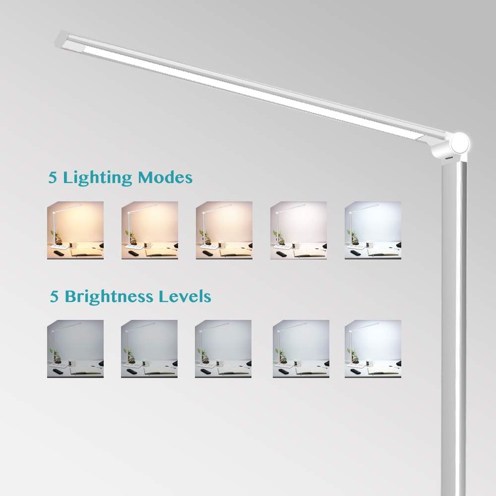 MCHATTE Dimmable LED Desk Lamp with Wireless Charging Pad & Eye-Care Design DEMO