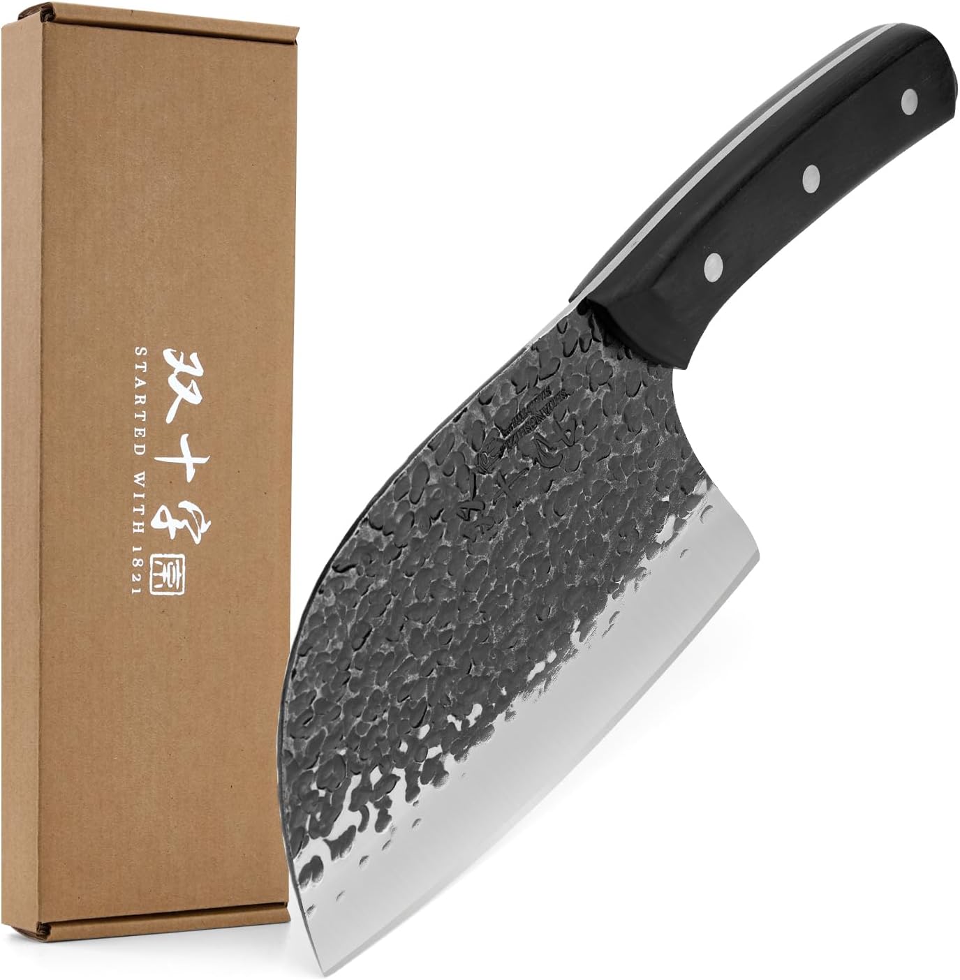 SHI BA ZI ZUO 7 Inch Stainless Steel Chef's Knife Meat Cleaver Kitchen DEMO