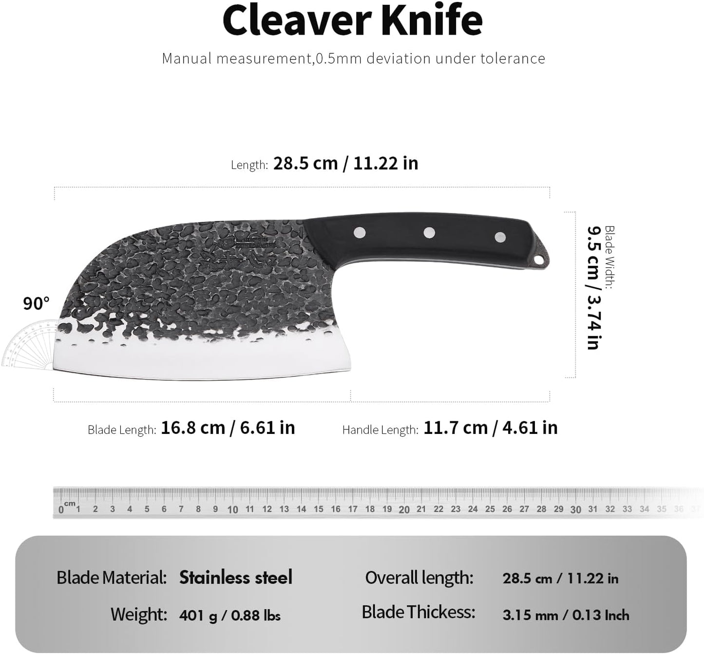 SHI BA ZI ZUO 7 Inch Stainless Steel Chef's Knife Meat Cleaver Kitchen DEMO