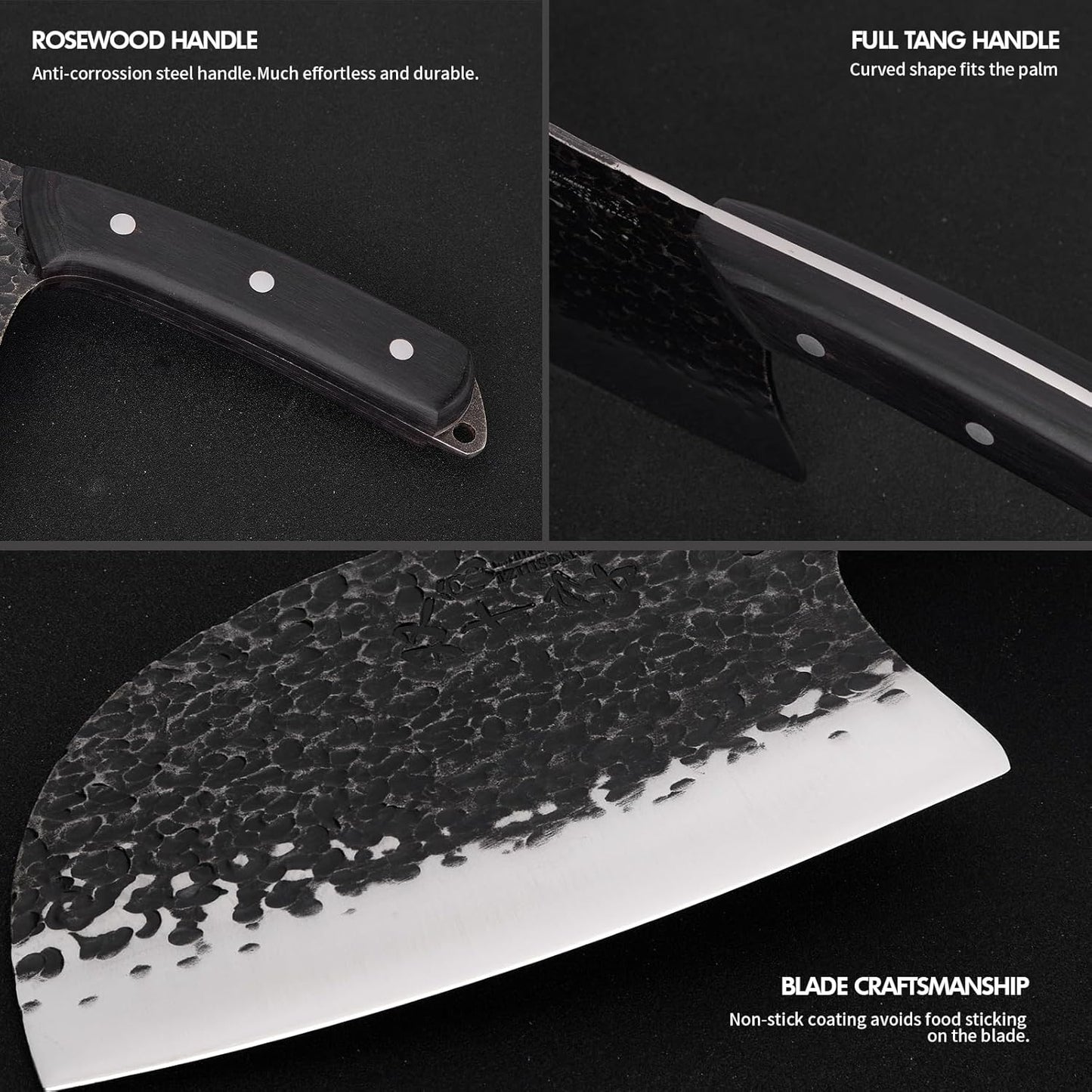 SHI BA ZI ZUO 7 Inch Stainless Steel Chef's Knife Meat Cleaver Kitchen DEMO