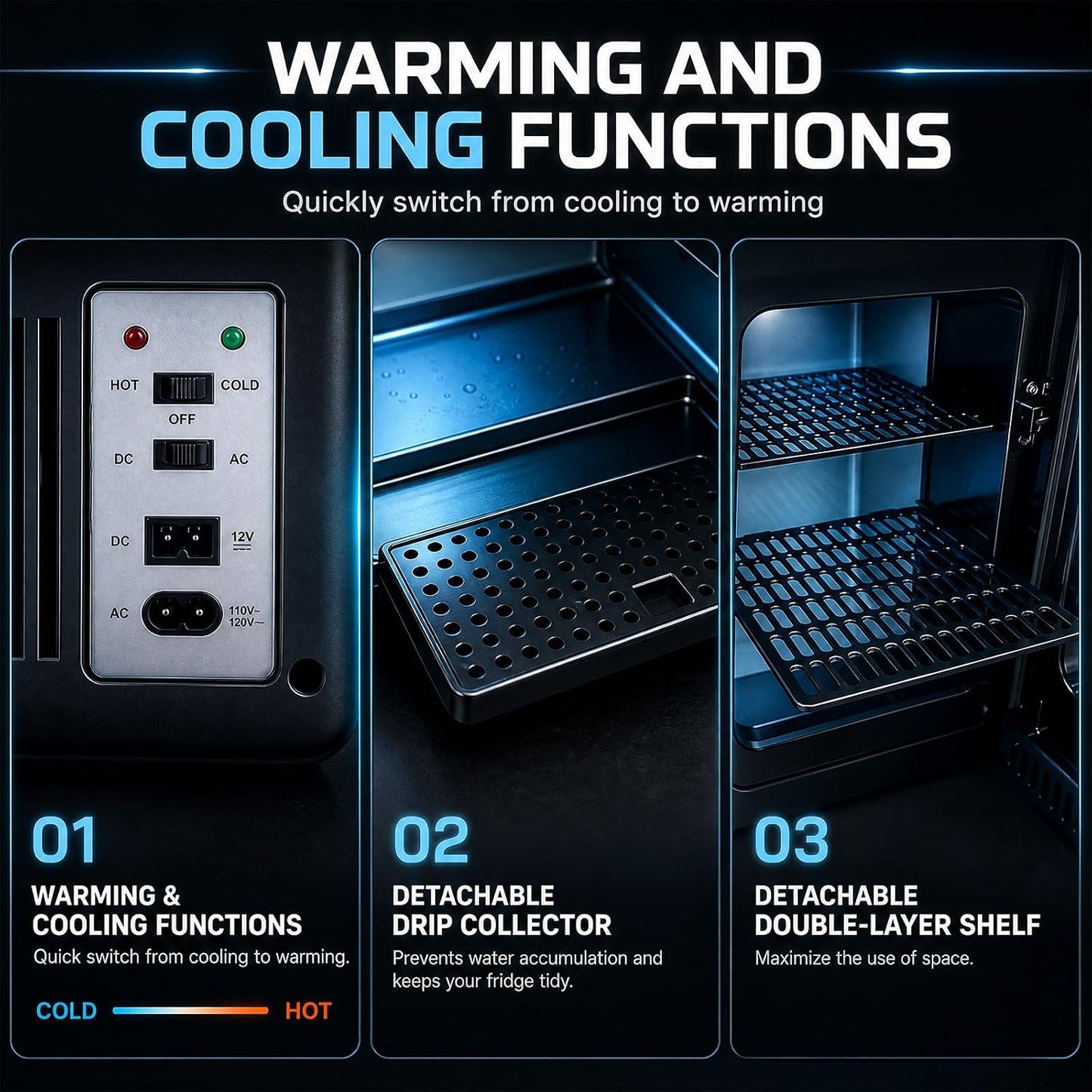ADVWIN Mini Fridge 20L Car Refrigerator with LED Light Portable Cooler DEMO