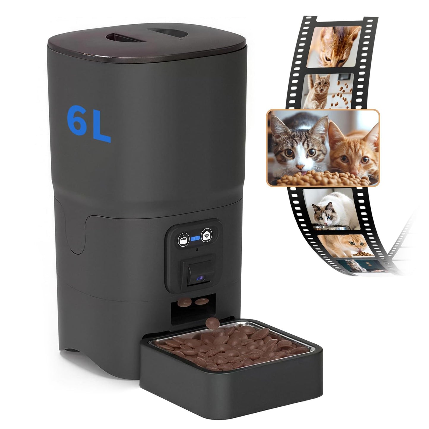 ALUCKKEY Automatic Pet Feeder with Camera 6L Smart Dog Cat Dual Power DEMO