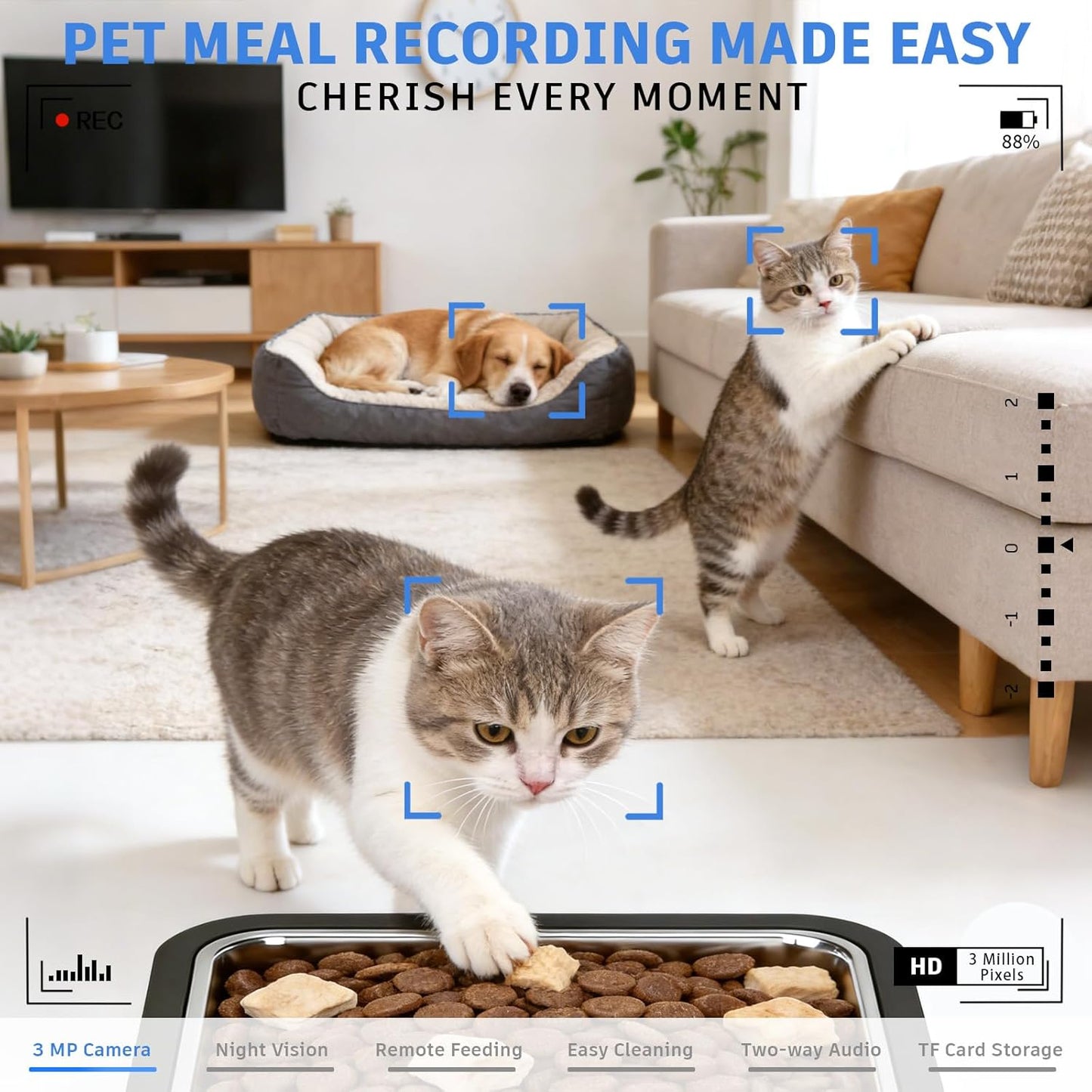 ALUCKKEY Automatic Pet Feeder with Camera 6L Smart Dog Cat Dual Power DEMO