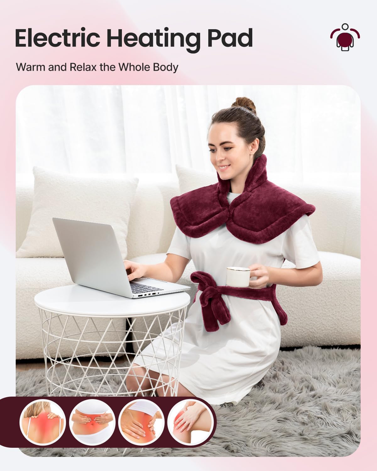 RENPHO Electric Heating Pad with Flannel Fabric for Comfortable Warmth, DEMO