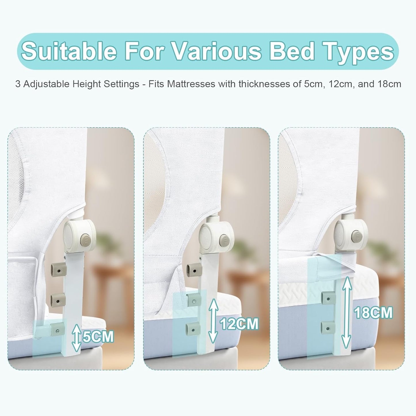 Omebel Toddler Bed Rail Guardrail for Baby Kids Safety Barrier, White DEMO