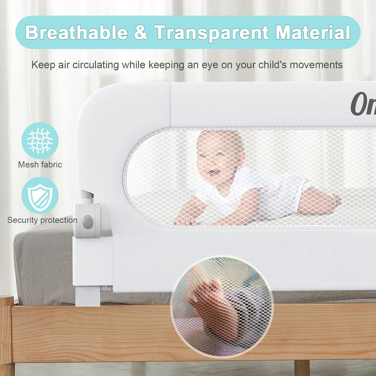 Omebel Toddler Bed Rail Guardrail for Baby Kids Safety Barrier, White DEMO