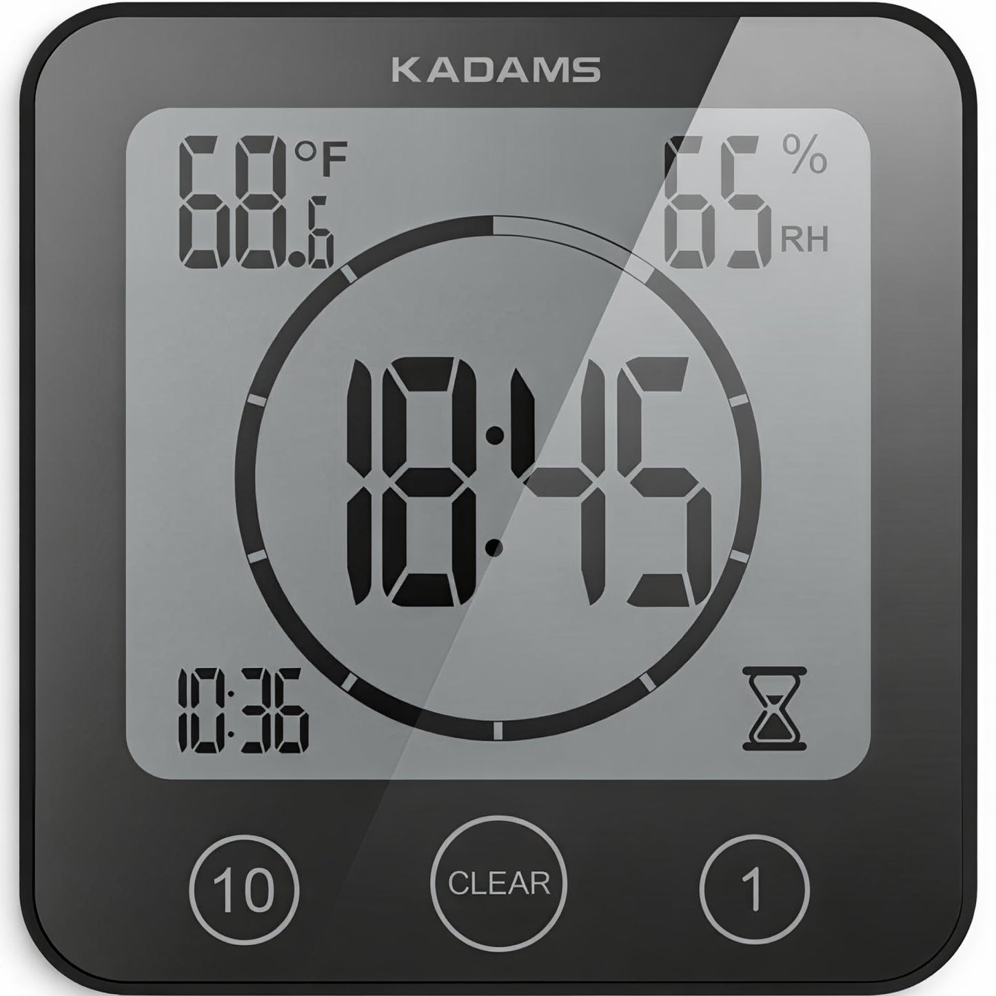 KADAMS Waterproof Bathroom Timer Wall Clock with Alarm Digital DEMO