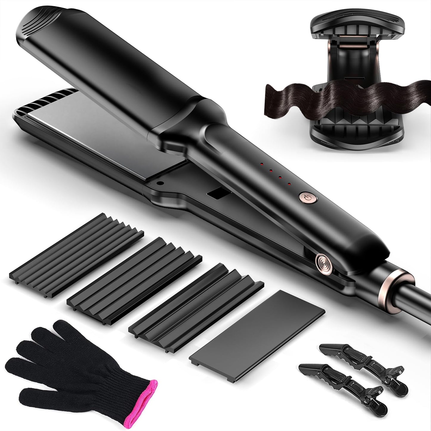 YGOVVK Professional Hair Crimper Waver Ceramic Black Styling Iron 5 cm x 3 DEMO