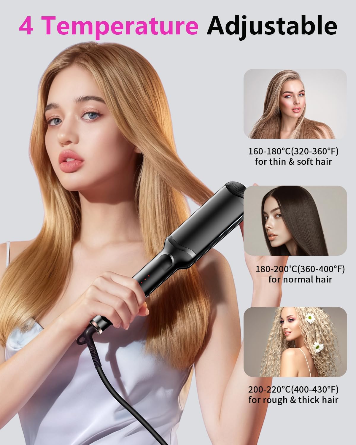 YGOVVK Professional Hair Crimper Waver Ceramic Black Styling Iron 5 cm x 3 DEMO