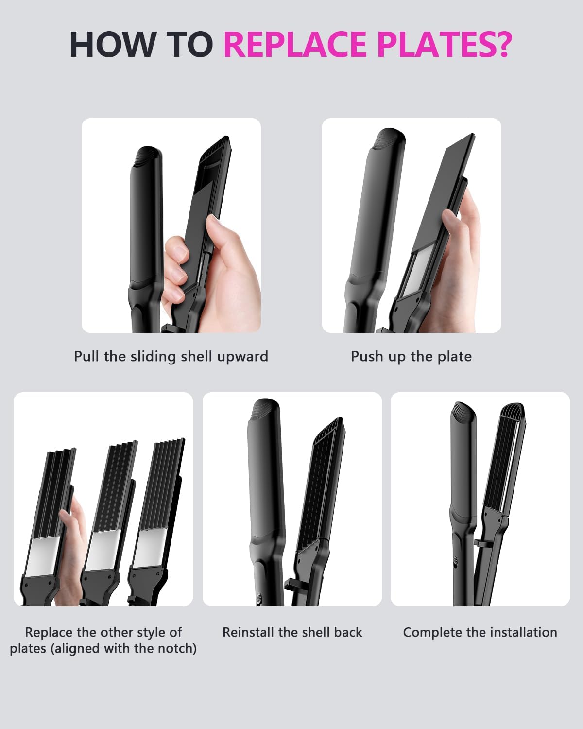 YGOVVK Professional Hair Crimper Waver Ceramic Black Styling Iron 5 cm x 3 DEMO