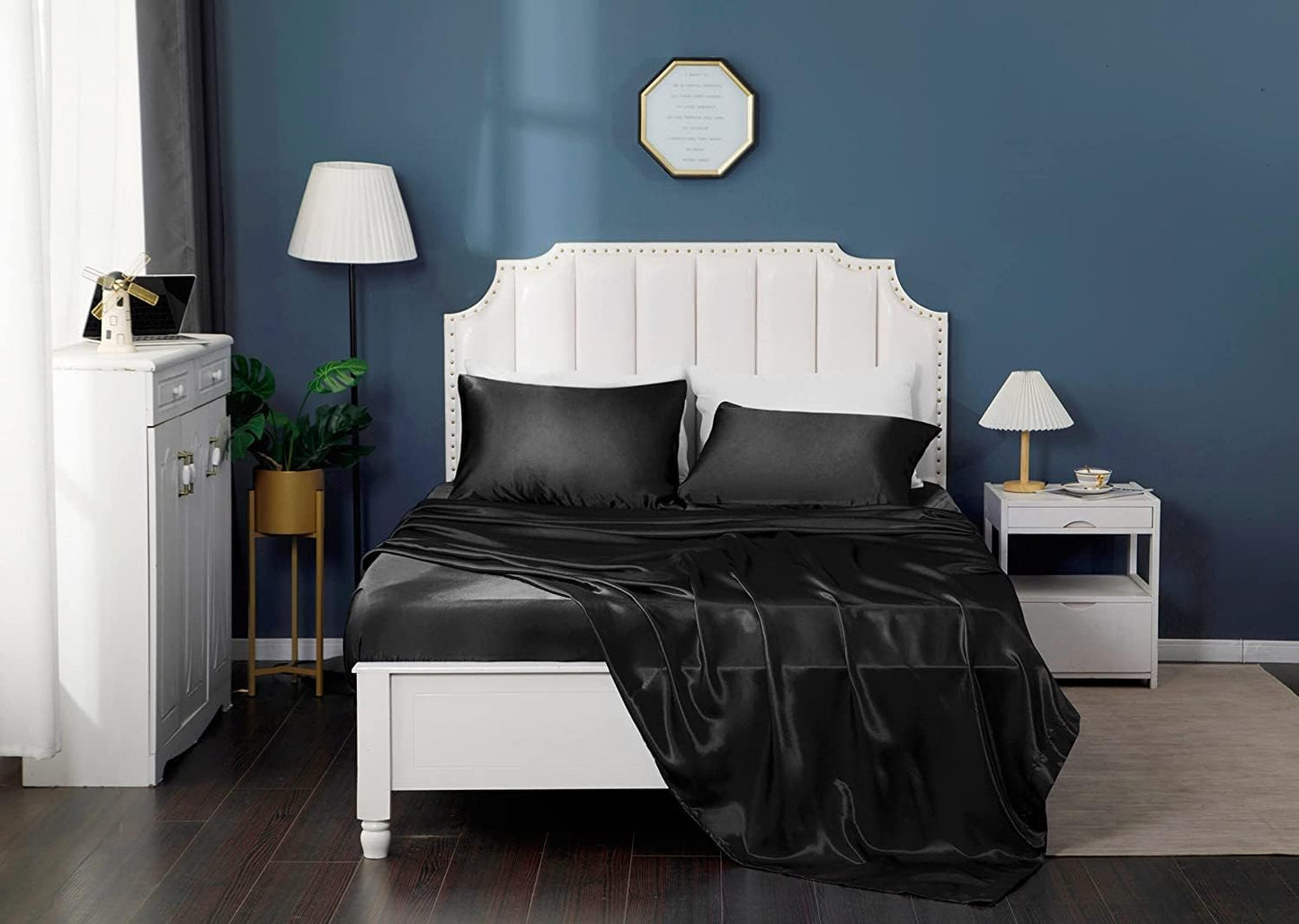 SANOOR Silk Pillowcase for Hair and Skin Soft Breathable Silky Pure Black DEMO