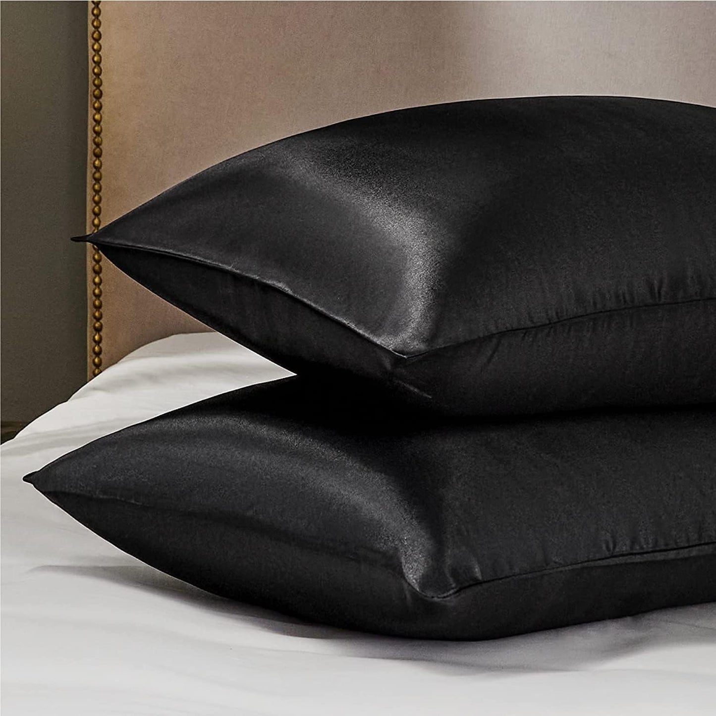 SANOOR Silk Pillowcase for Hair and Skin Soft Breathable Silky Pure Black DEMO