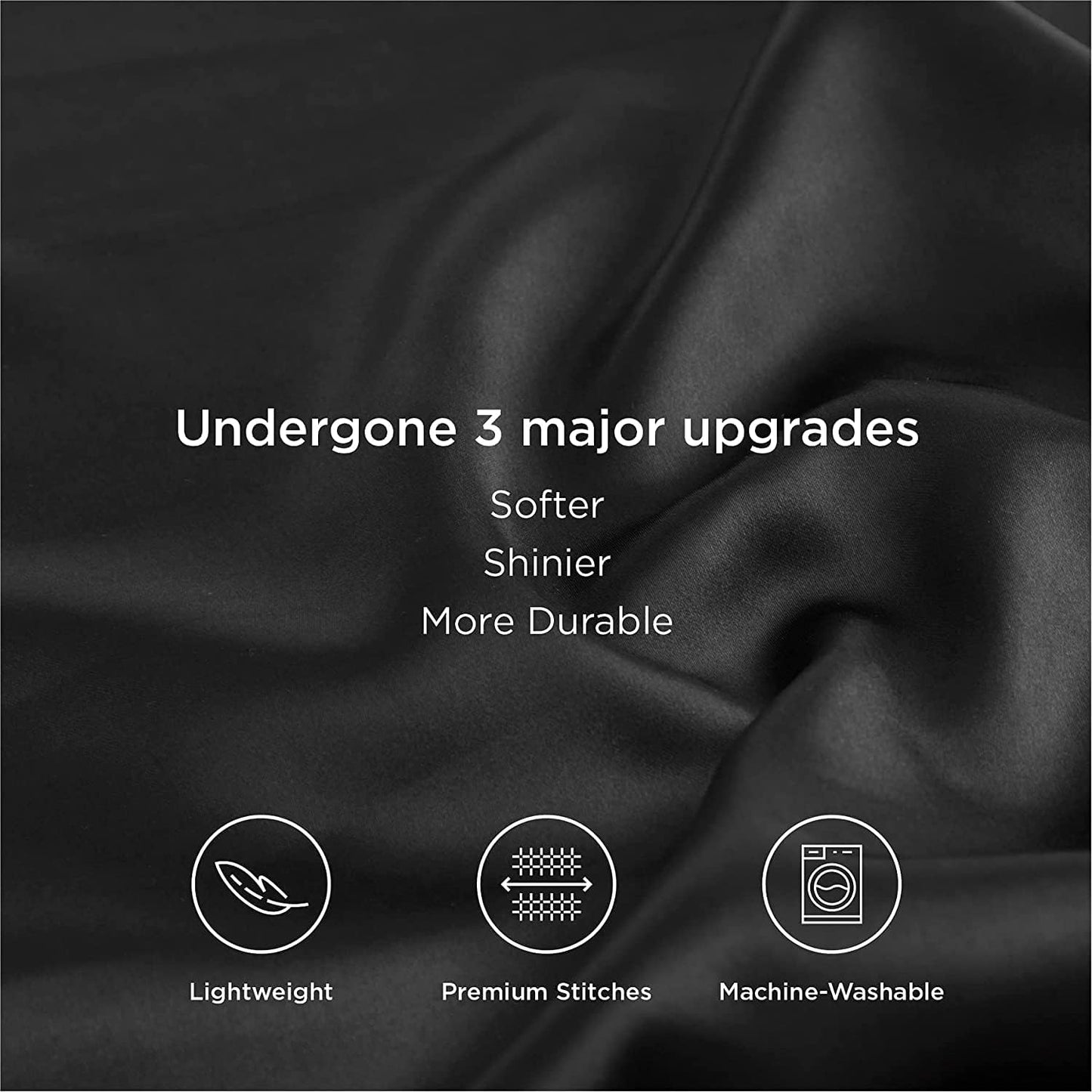 SANOOR Silk Pillowcase for Hair and Skin Soft Breathable Silky Pure Black DEMO