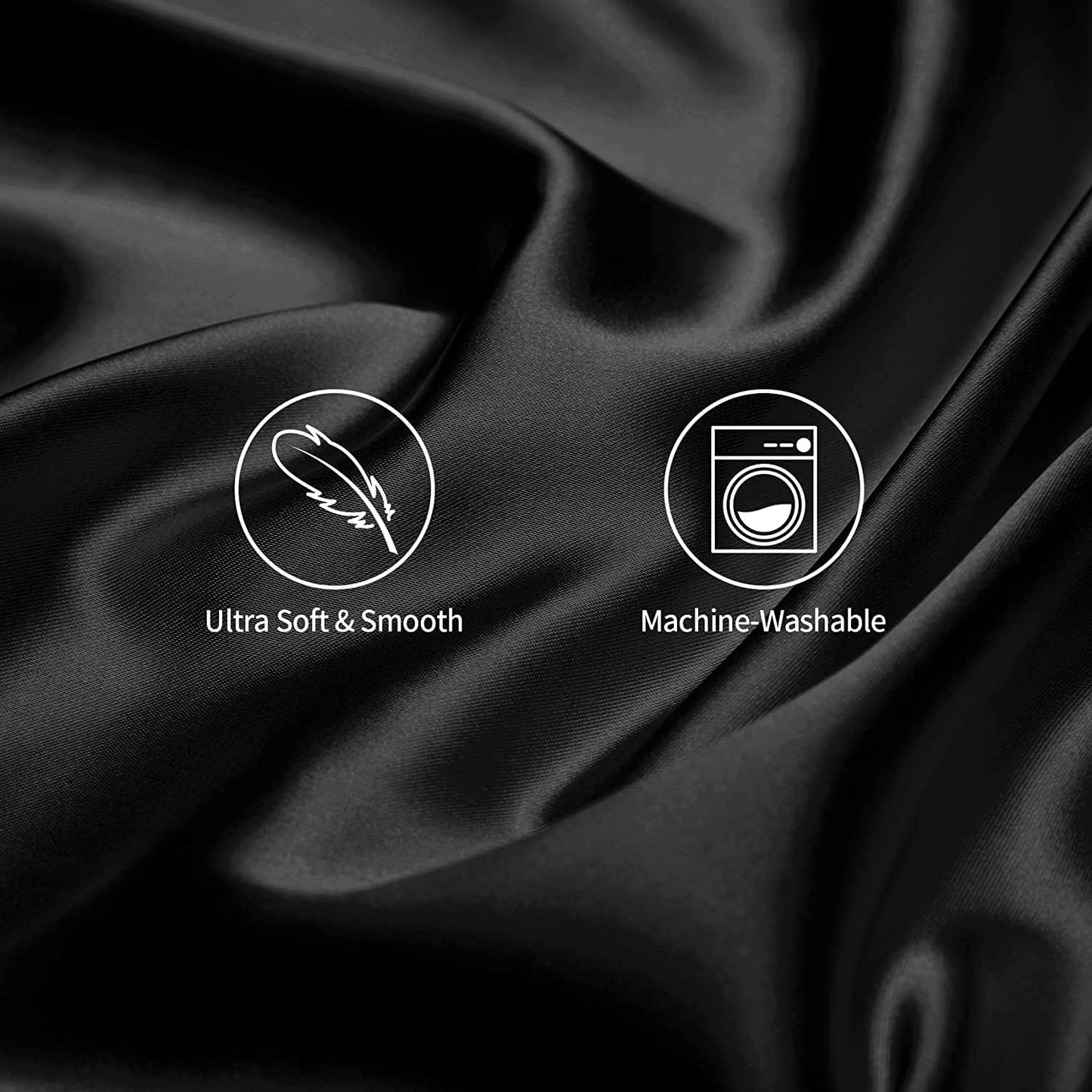 SANOOR Silk Pillowcase for Hair and Skin Soft Breathable Silky Pure Black DEMO