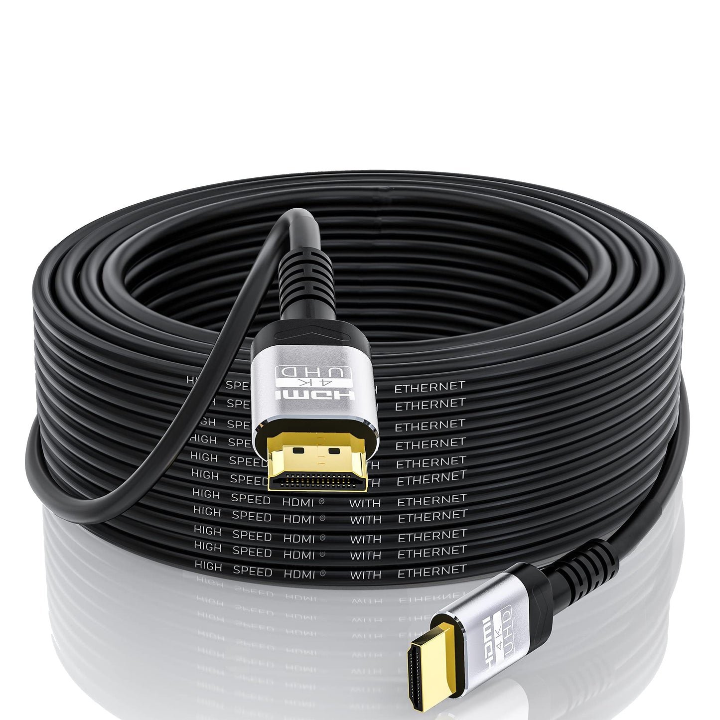 Soonsoonic 4K HDMI Cable Ultra High Speed 2.0 50 Ft Grey - Fastest DEMO