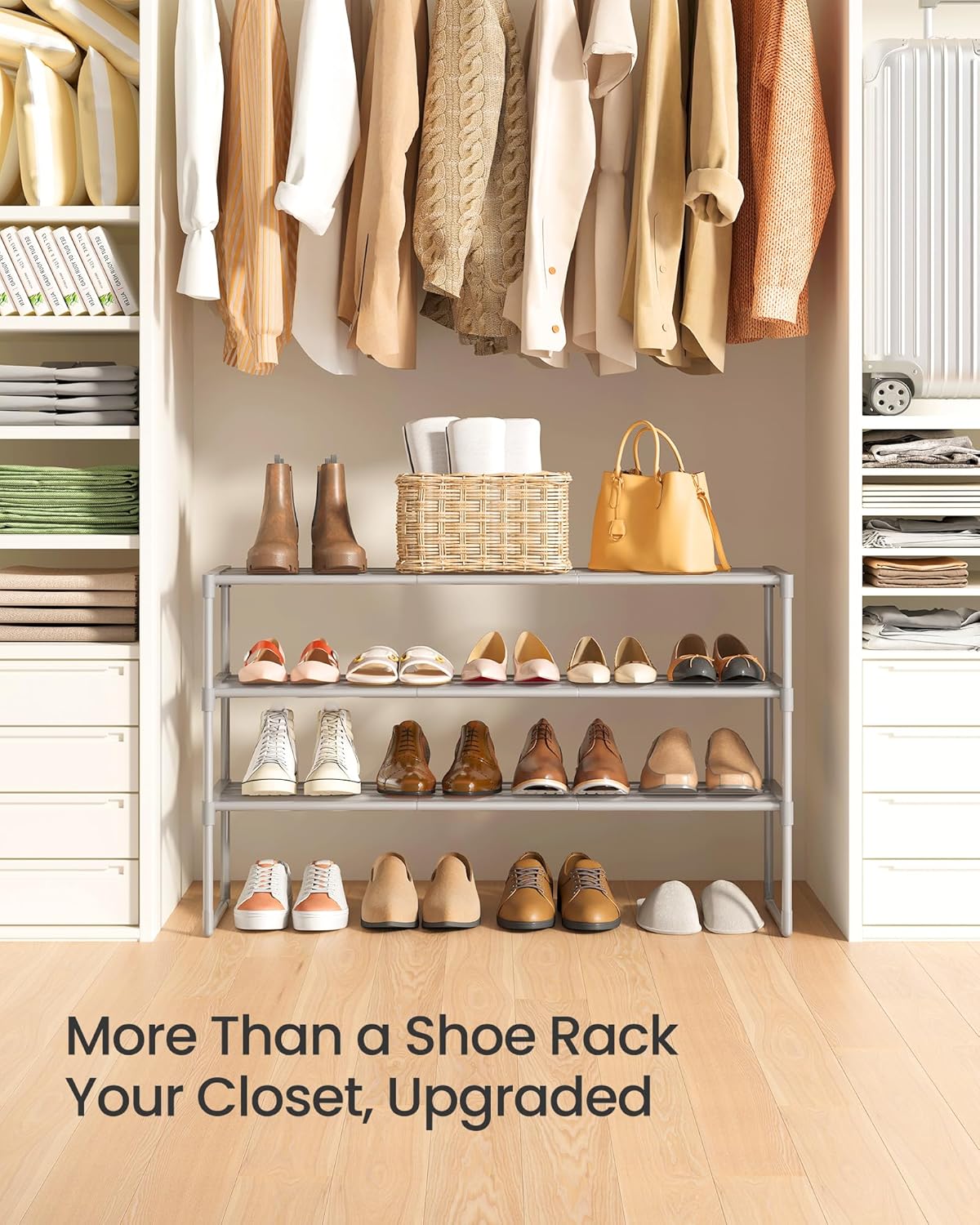 SONGMICS 3-Tier Metal Shoe Rack Storage Organizer for 12-15 Pairs Size 3 DEMO