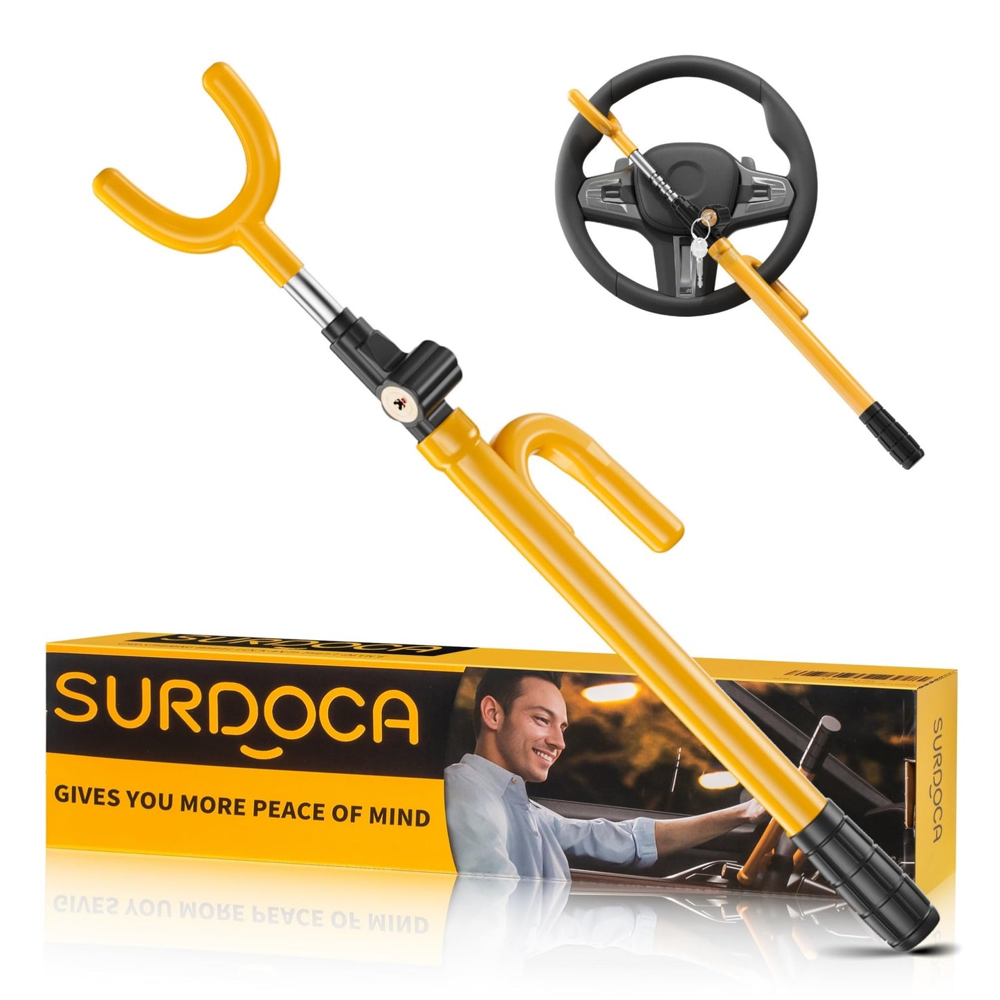 SURDOCA Upgraded Car Steering Wheel Lock Anti-Theft Device Alloy Steel DEMO